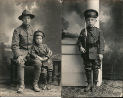 Lot of 2: Soldier With His Son, Studio Photos World War I Postcard Postcard Postcard