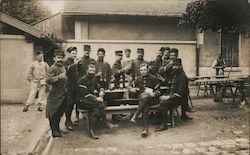 Group of Soldiers by the Table Postcard