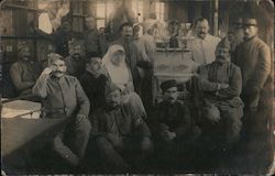 Group of Soldiers and Nuns Inside Hospital World War I Postcard Postcard Postcard