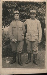 Two Soldiers in Front Tree France World War I Postcard Postcard Postcard