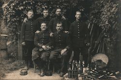 Group of Soldiers with Bottles of Wine France World War I Postcard Postcard Postcard