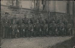 Group of German Soldiers in Front of a House World War I Postcard Postcard Postcard