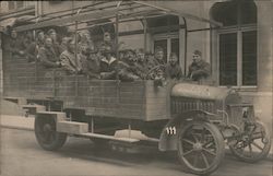 US Soldiers in YMCA Truck Postcard