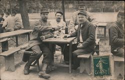 Group of Soldiers - Drinking Togheter France World War I RETY Photo Postcard Postcard Postcard