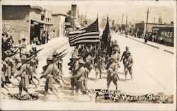 Group of Soldiers - Old Glory on the Mexican Border Military Postcard Postcard Postcard