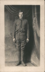 Lone Soldier - Standing in a Photo Studio Postcard