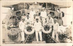 USS Seattle Police Force - Sailors Posing by the Ship Deck Navy Postcard Postcard Postcard