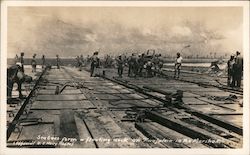 Navy Seabees Form a Floating Deck on Kwajelein in the Marshalls World War II US Navy Postcard Postcard Postcard