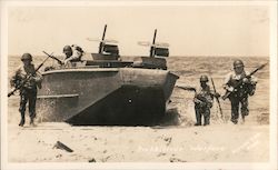 Group of Soldiers - Disembarking a Ship World War II Postcard Postcard Postcard