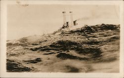 Lone Warship - Sailing on Rough Waters Navy Postcard Postcard Postcard