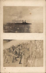 A Lone Ship and a Group of Sailors Postcard