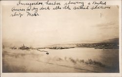 Invergordon Harbor, Showing British Cruiser, Dry Dock Scotland World War I Postcard Postcard Postcard