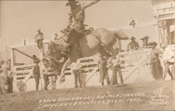 Eddie Rosenberry on Self Starter, Cheyenne Frontier Days 1935 Wyoming Rodeos Out West Photo Postcard Postcard Postcard