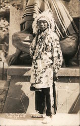 Native American Chief in Feathered Headdress with Face Paint Colorado Native Americana Postcard Postcard Postcard