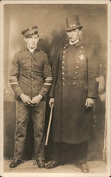 Two Policeman Smoking Cigars (Full Length) Studio Photo Postcard Postcard Postcard