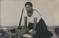 Woman Making Tortillas Postcard