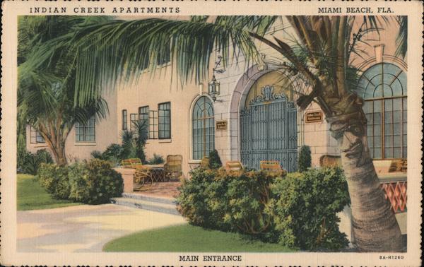 Indian Creek Apartments Miami Beach, FL Curt Teich Postcard