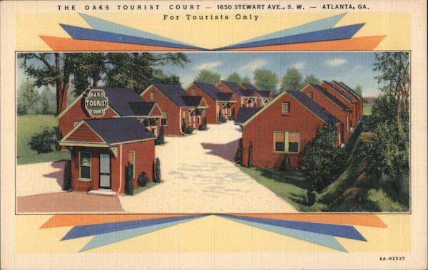 The Oaks Tourist Court Atlanta GA Postcard