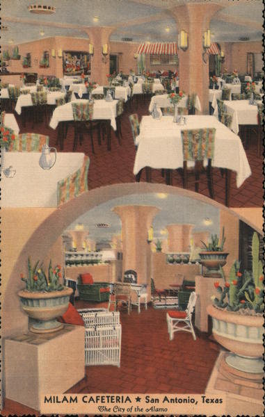 Milam Cafeteria, Milam Building San Antonio, TX Postcard