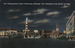 Transportation Center by Night Cheyenne, WY Postcard Postcard Postcard