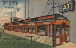 The Burlington Diner, Most Beautiful Diner in Chicago Illinois Postcard Postcard Postcard