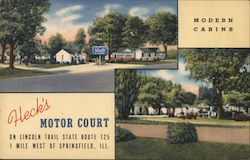 Heck's Motor Court, Modern Cabins on Route 125 Postcard