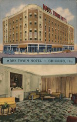 Mark Twain Hotel, Five Minutes to Loop, 111 W Division, Corner Clark, Subway Station at Entrance Postcard