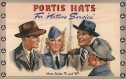 Portis Hats, For the Active Service, For the Civilian Army Advertising Postcard Postcard Postcard