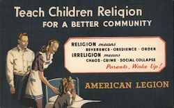 American Legion Teach children Religion for a better community Advertising Postcard Postcard Postcard