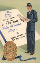 Announcing the New Silvertone Blue Worsted Stripe, The Style Sensation for This Season Postcard