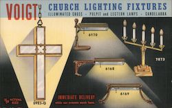 Voigt Church Lighting Fixtures - Illuminated cross - Pulpit and Lectern Lamps - Candelabra Advertising Postcard Postcard Postcard