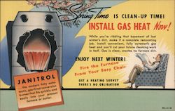 Janitrol, Spring Time is Clean-Up Time, Install Gas Heat Now! Advertising Postcard Postcard Postcard