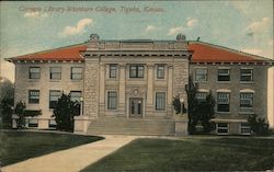 Carnegie Library - Washburn College Postcard