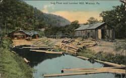 Log Float and Lumber Mill Postcard