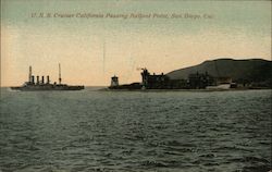 U.S.S. Cruiser California Passing Ballast Point Postcard