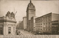 The New San Francisco, view of Market Street Postcard