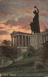 Bavaria statue above Theresienwiese Munich, Germany Postcard Postcard Postcard