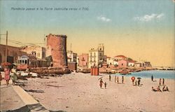 Mondello paese e la Torre costruita verso il 700 Italy Postcard Postcard Postcard