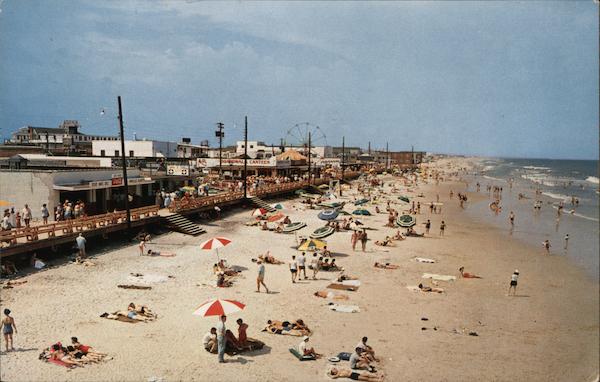 Main Boardwalk and Swimming Area Carolina Beach, NC Postcard