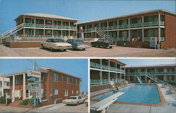 Sessoms Motel - Ocean Front - Open Year Round Carolina Beach, NC Postcard