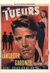 Les Tueurs - Burt Lancaster, Ava Gardner Movie and Television Advertising Postcard Postcard Postcard