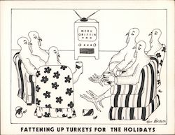 "Fattening Up Turkeys for the Holidays" Cartoons Postcard Postcard Postcard