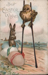 Best Easter Wishes, Chick on Stilts Postcard