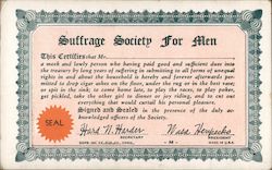 Suffrage Society for Men Comic, Funny Postcard Postcard Postcard