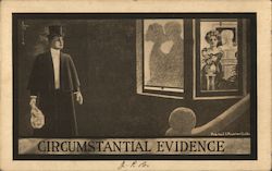 Circumstantial Evidence (man with top hat looking into window with shadow of couple kissing) Utica, NY Postcard Postcard Postcard