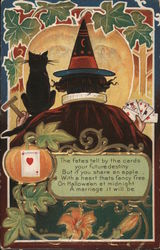 Witch with Cat Card Reading Postcard