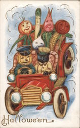 Hallowe'en Vegetables in Car Halloween Postcard Postcard Postcard