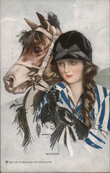 Winners, Woman with Horse - Harrison Fisher Postcard Postcard Postcard