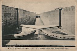 Welland Ship Canal Lock No. 1 Looking North from Upper Gate Recess Postcard