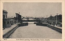 Lock Gates opening, Welland Ship Canal Canada Misc. Canada Postcard Postcard Postcard